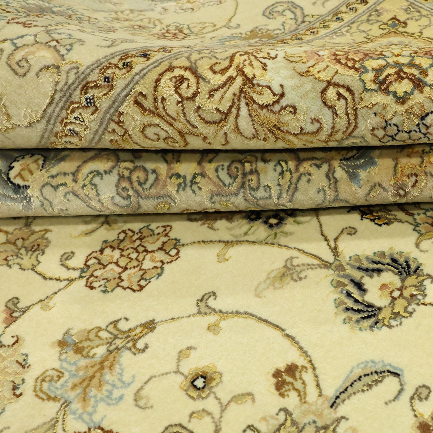 Perserteppich - Täbriz - Premium - Seidenkette - 206 x 145 cm - beige