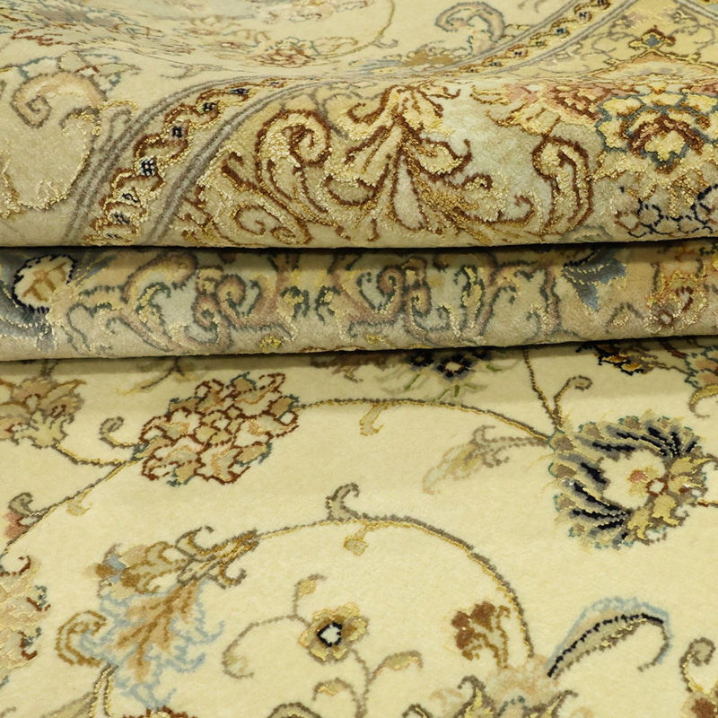 Perserteppich - Täbriz - Premium - Seidenkette - 206 x 145 cm - beige