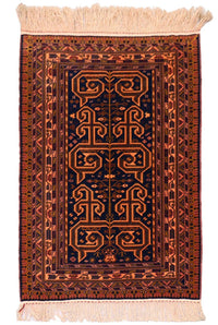 Tapis afghan - 132 x 98 cm - bleu foncé