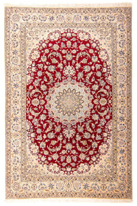Tapis persan - Nain - Royal - 306 x 197 cm - rouge foncé