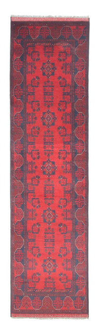 Tapis de couloir Tapis afghan - Kunduz - 289 x 77 cm - rouge