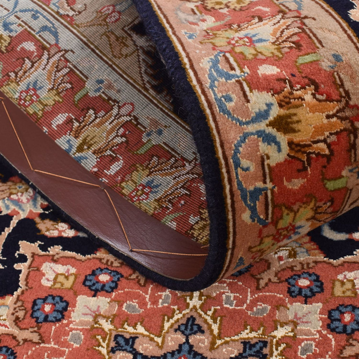 Läufer Perser - Täbriz - Royal - 380 x 75 cm - dunkelblau