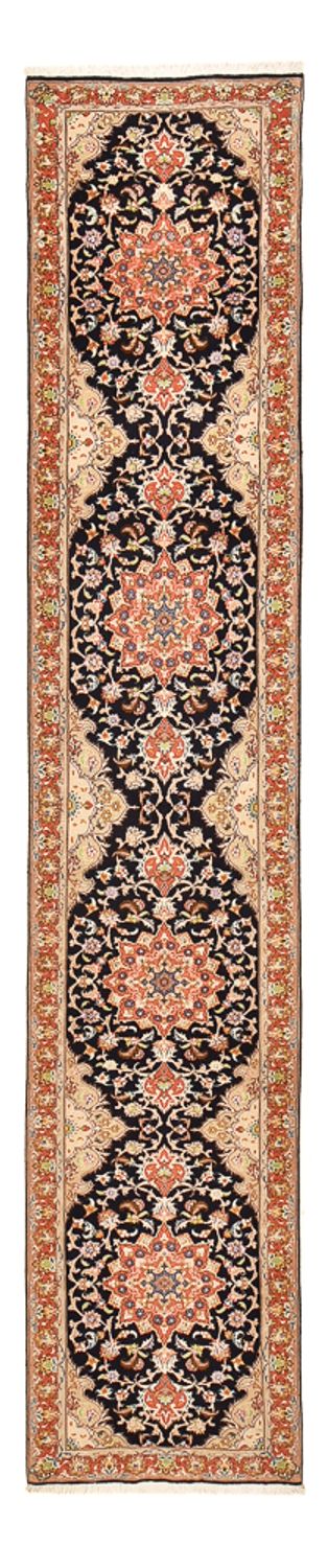 Läufer Perser - Täbriz - Royal - 380 x 75 cm - dunkelblau