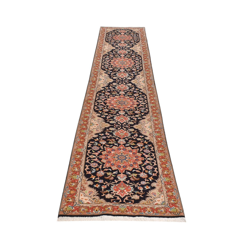 Läufer Perser - Täbriz - Royal - 380 x 75 cm - dunkelblau