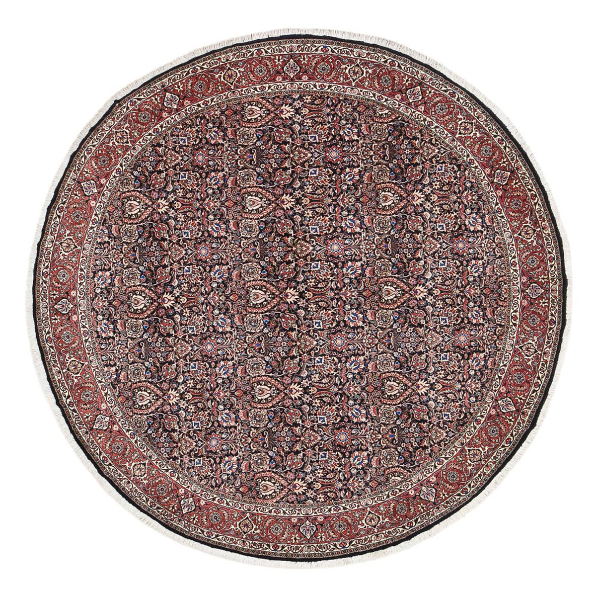 Tapis persan - Bidjar ronde  - 300 x 300 cm - rouge foncé