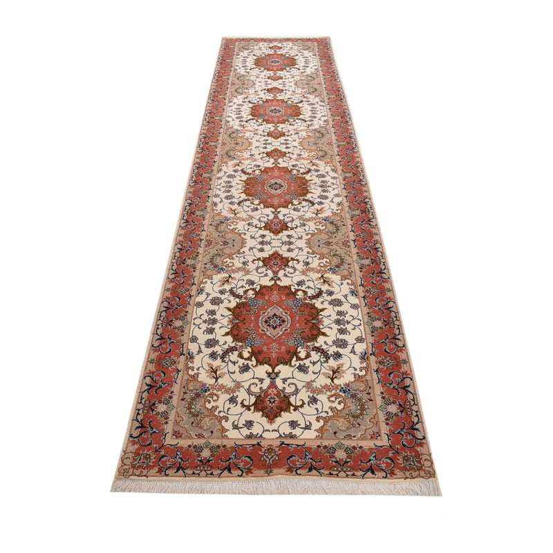 Läufer Perser - Täbriz - Royal - 404 x 89 cm - mehrfarbig