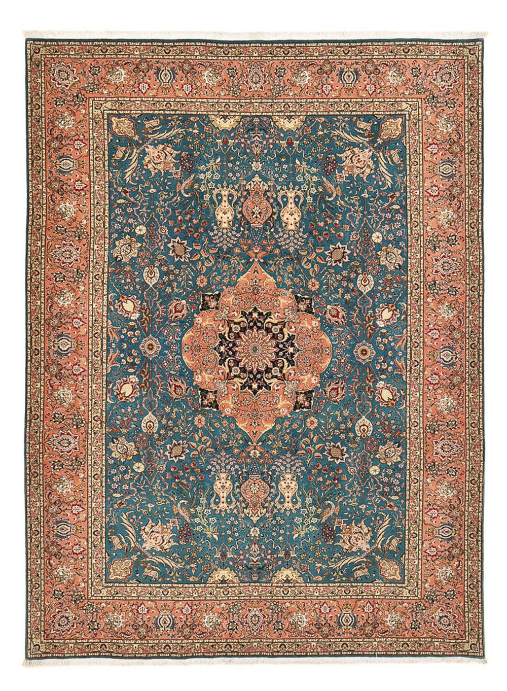 Perserteppich - Täbriz - Royal - 352 x 253 cm - seeblau