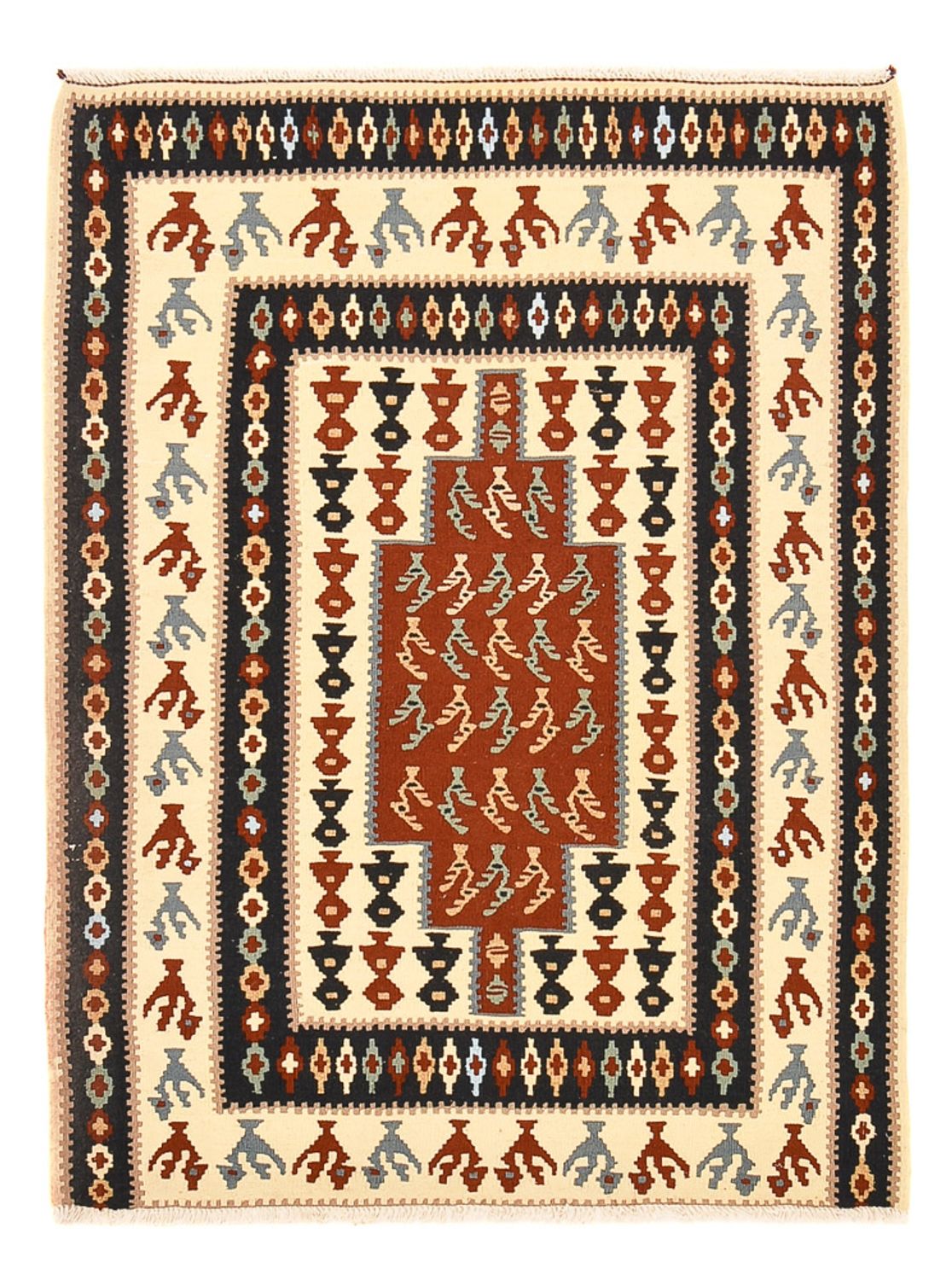 Kelim Teppich - Oriental - 145 x 111 cm - mehrfarbig