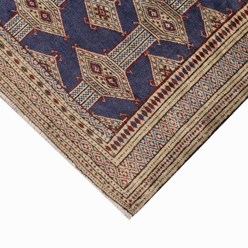 Turkaman Teppich - 136 x 101 cm - dunkelblau