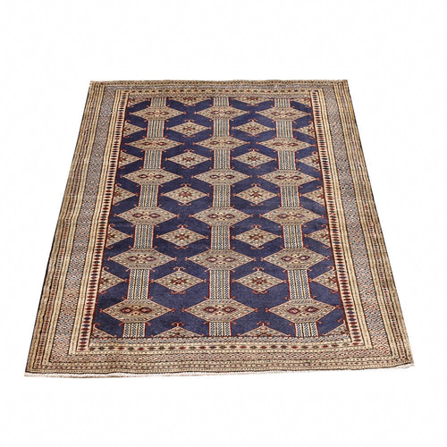 Turkaman Teppich - 136 x 101 cm - dunkelblau