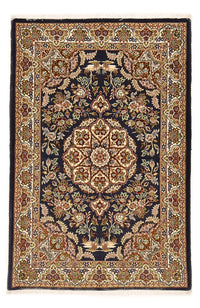 Tapis persan - Ghom - Royal - 154 x 102 cm - bleu foncé