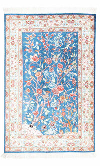 Tapis persan - Ghom - 121 x 77 cm - bleu clair