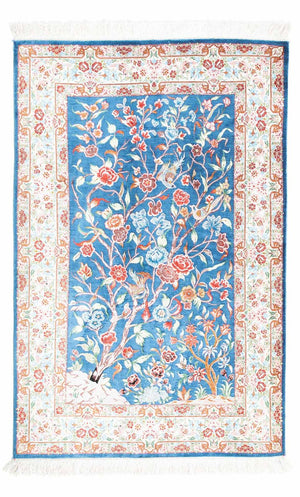 Perserteppich - Ghom 121 x 77 cm - hellblau