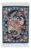 Qom seta Tappeto 28x40cm - Tappeto persiano - blu scuro - Rettangolo / Blu scuro / 28 x 40 cm Rettangolo