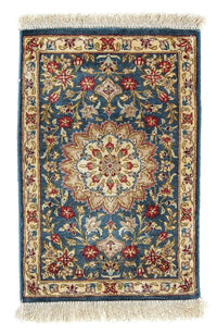 Tapis en soie - Ghom soie - Premium - 44 x 27 cm - bleu foncé