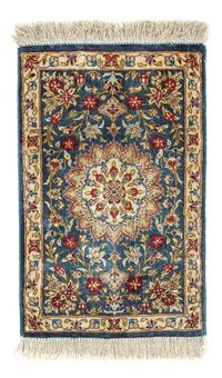 Tapis en soie - Ghom soie - Premium - 44 x 27 cm - bleu foncé