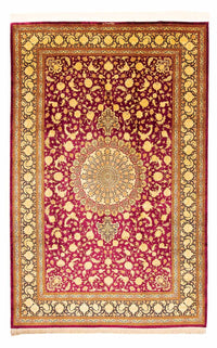 Tapis persan - Ghom - 305 x 202 cm - rouge foncé
