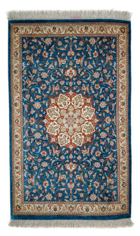 Tapis persan - Ghom - 92 x 57 cm - bleu foncé