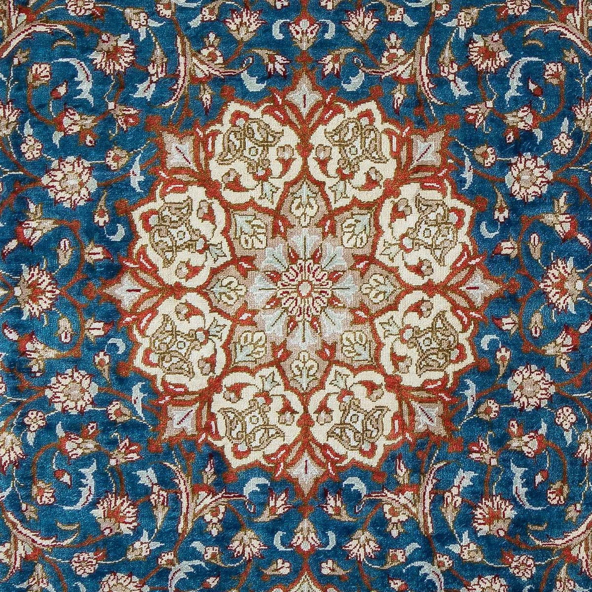 Tapis persan - Ghom - 92 x 57 cm - bleu foncé