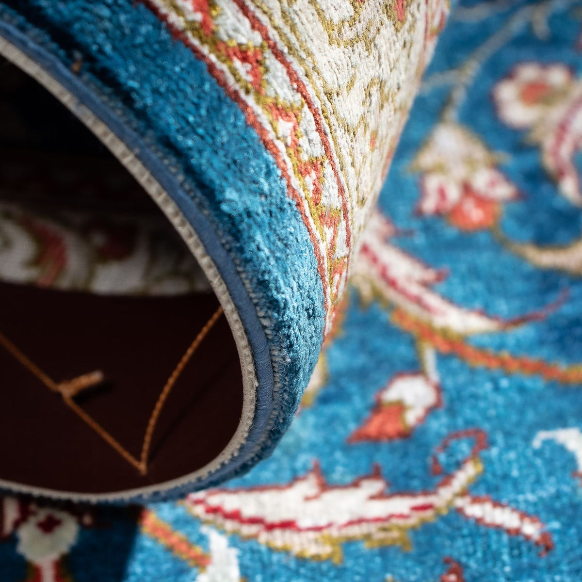 Tapis persan - Ghom - 92 x 57 cm - bleu foncé