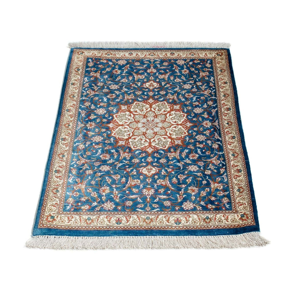 Tapis persan - Ghom - 92 x 57 cm - bleu foncé