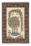 Ghom Teppich 135x205cm - Perserteppich - beige - Rechteckig / Beige / 135 x 205 cm Rechteckig