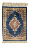Tapis de Qom en soie Tapis 28x39cm - Tapis persan - bleu foncé - Rectangle / Bleu foncé / 28 x 39 cm Rectangle