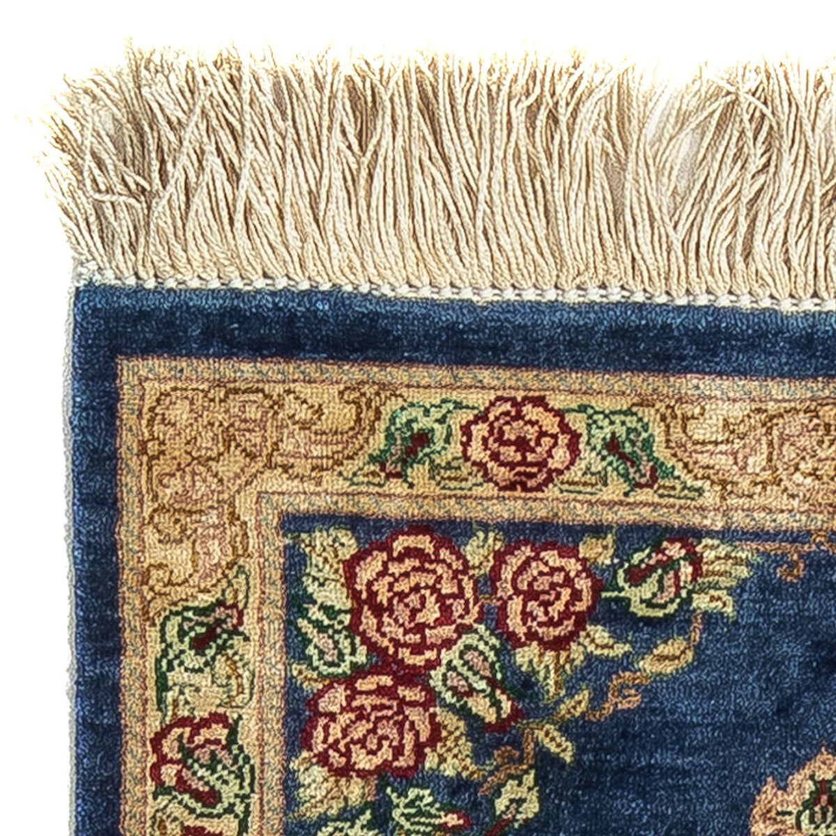 Qom seta Tappeto 28x39cm - Tappeto persiano - blu scuro