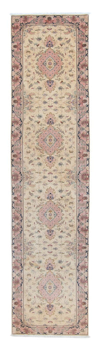 Tapis de couloir Tapis persan - Tabriz - Royal - 397 x 87 cm - beige