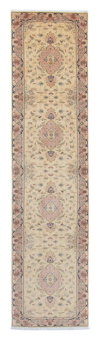 Tapis de couloir Tapis persan - Tabriz - Royal - 397 x 86 cm - beige