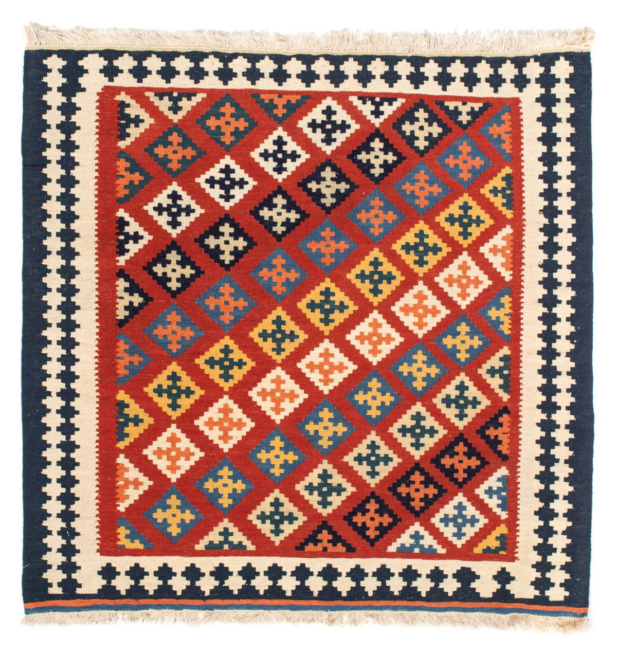 Kelim Teppich - Oriental 105 x 103 cm - dunkelrot