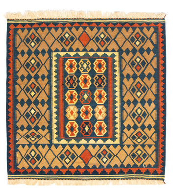 Kelim Teppich - Oriental 100 x 98 cm - dunkelblau