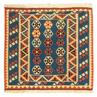 Tapis Kelim - Oriental carré  - 105 x 103 cm - bleu foncé