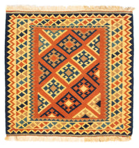Tapis Kelim - Oriental carré  - 103 x 100 cm - rouille
