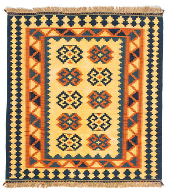 Kelim Teppich - Oriental 107 x 100 cm - hellbeige