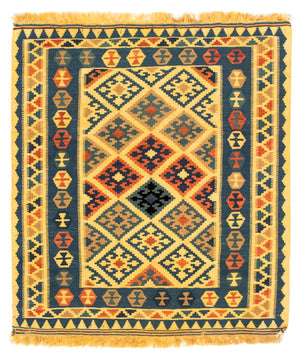 Kelim Teppich - Oriental 102 x 95 cm - gelb
