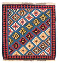 Tapis Kelim - Oriental carré  - 110 x 107 cm - bleu