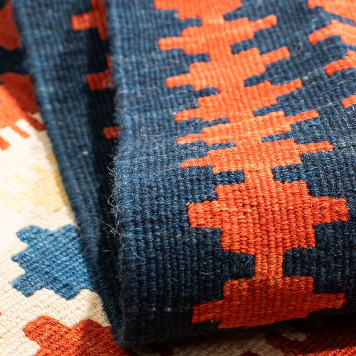 Kelim Teppich - Oriental 107 x 100 cm - dunkelrot