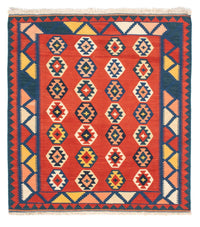 Tappeto Kelim - Orientale quadrato  - 106 x 99 cm - rosso scuro