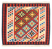 Tappeto Kelim - Orientale quadrato  - 101 x 93 cm - rosso scuro