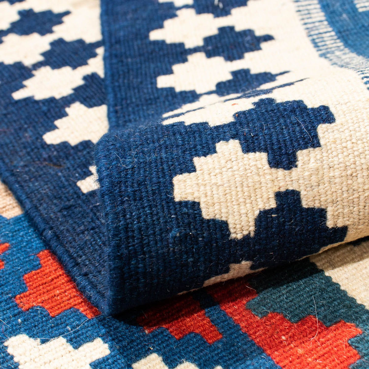 Kelim Teppich - Oriental 103 x 100 cm - dunkelblau