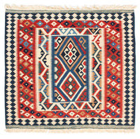 Tapis Kelim - Oriental carré  - 104 x 99 cm - rouge