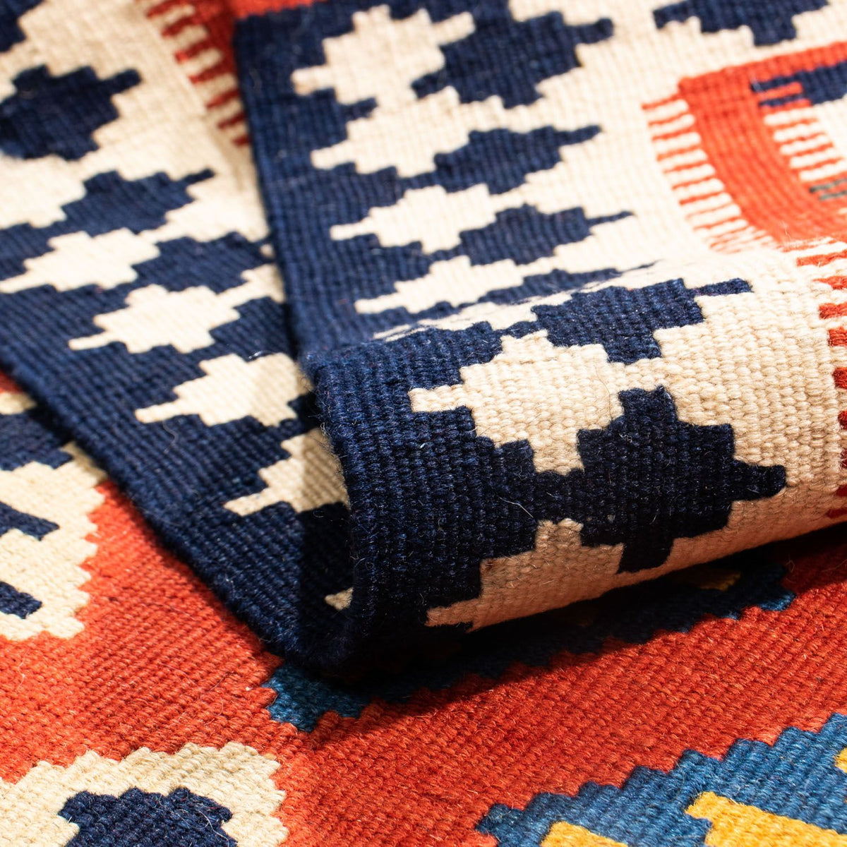 Tapis Kelim - Oriental carré  - 106 x 103 cm - rouge