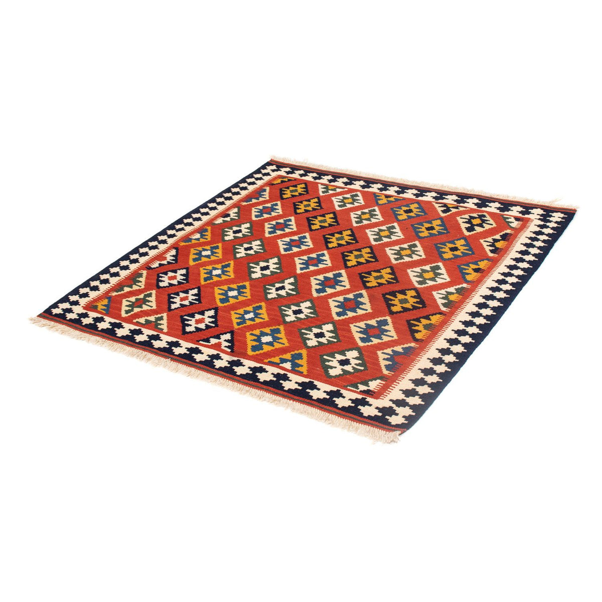 Tapis Kelim - Oriental carré  - 106 x 103 cm - rouge