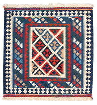 Tapis Kelim - Oriental carré  - 104 x 103 cm - bleu