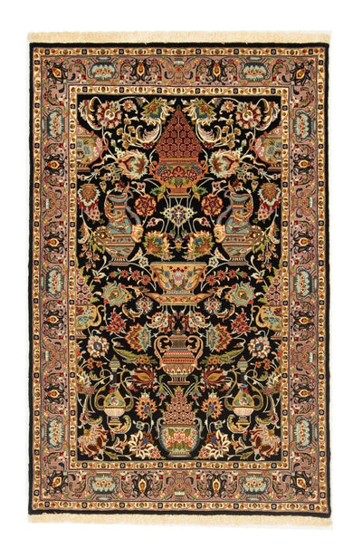 Ghom Teppich 102x156cm - Perserteppich - schwarz