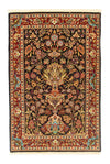 Ghom Teppich 102x156cm - Perserteppich - Rechteckig / Schwarz / 102 x 156 cm Rechteckig