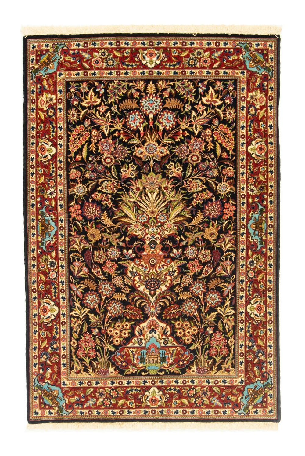 Perserteppich - Ghom 156 x 102 cm - schwarz