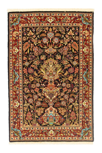 Perserteppich - Ghom 156 x 102 cm - schwarz