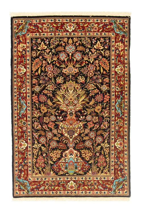 Perserteppich - Ghom 156 x 102 cm - schwarz